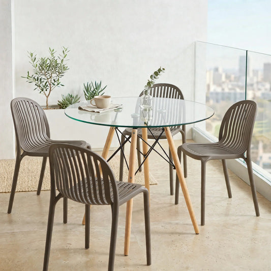 Combo Ébano, Incluye una Mesa y 4 Sillas Color Taupe