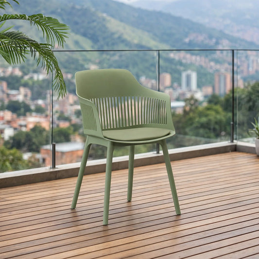 Silla con Cojín Max, Color Verde, con Espaldar en Rejilla