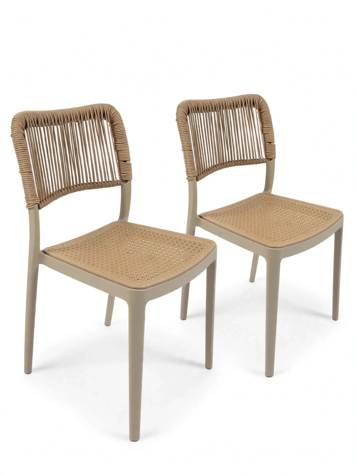 Set de 2 Sillas Austin, Color Taupe, con Espaldar Tejido