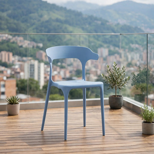 Silla Elena, Color Azul Oceano, con Espaldar y Diseño Moderno