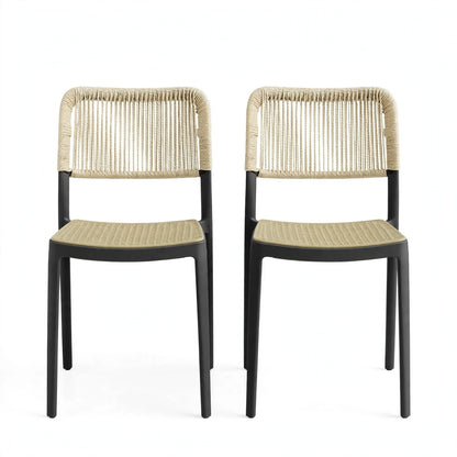 Set de 2 Sillas Austin, Color Negro, con Espaldar Tejido