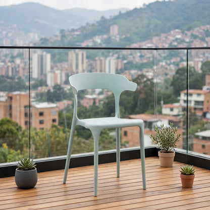 Silla Elena, Color Azul Claro, con Espaldar y Diseño Moderno