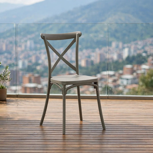 Silla Betany, Color Taupe, con Espaldar y Diseño Minimalista