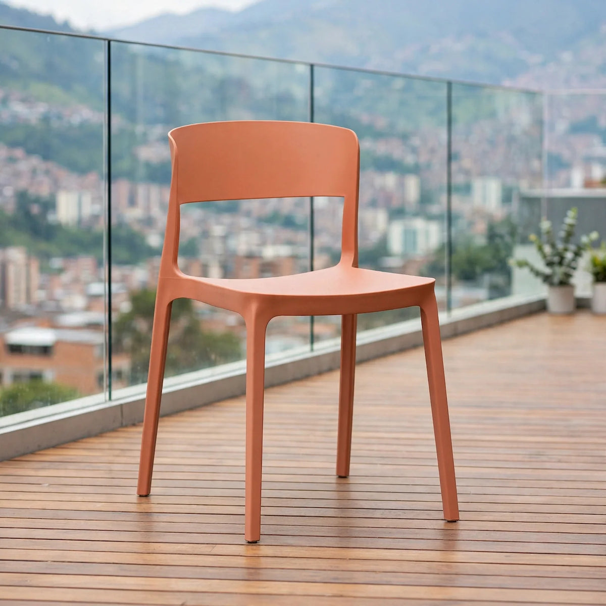 Silla Mónaco, Color Salmón, con Espaldar y Diseño Moderno