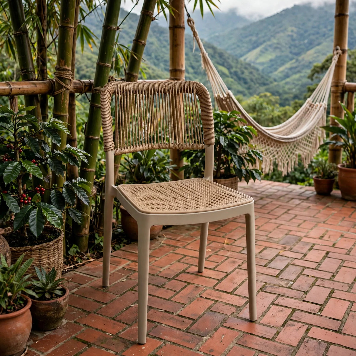Silla Austin, Color Taupe, con Espaldar Tejido