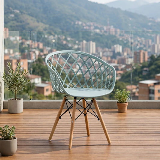 Silla Oasis con Brazos, Color Azul Claro, con Espaldar