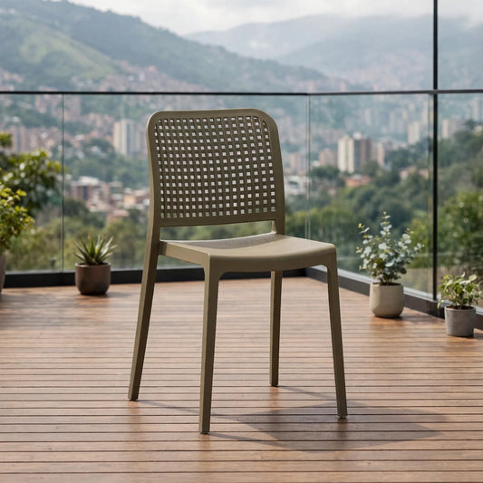 Silla Bronx , Taupe, con Espaldar en Cuadrados y Diseño Minimalista